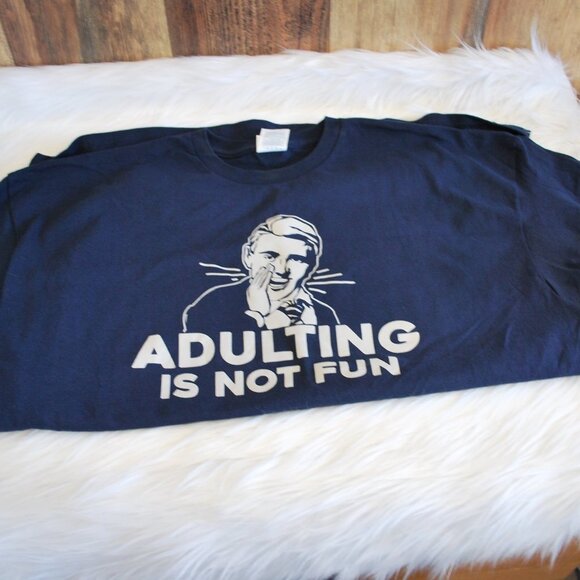 NWOT Delta Pro Weight Plus Size Women's Graphic Tee Adulting Not Fun Blue 2XL - Picture 2 of 3